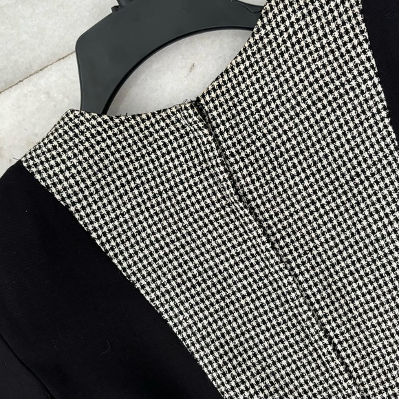 VTG Honeybee Dress Houndstooth Black White Knee Womens 12 Office Academia USA - Picture 12 of 15